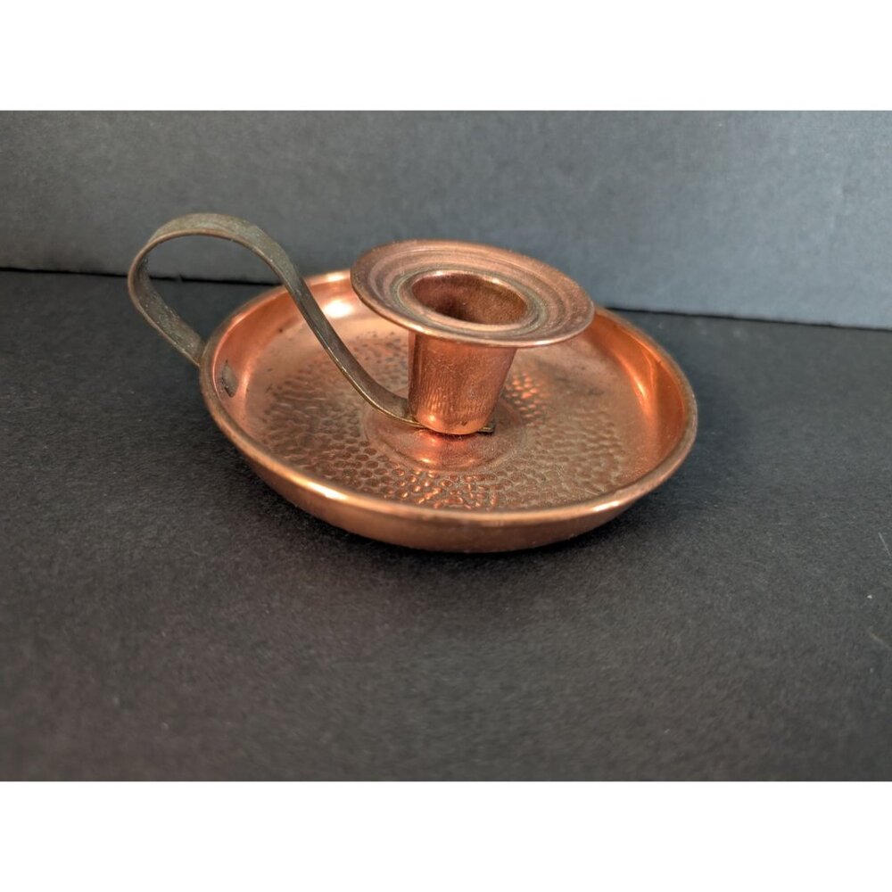 Vintage Copper Chamberstick Candle Holder With Handle Coppercraft